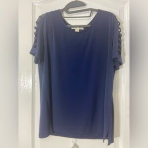 Michael Kors Navy Blue Women's Cutout Sleeve blouse